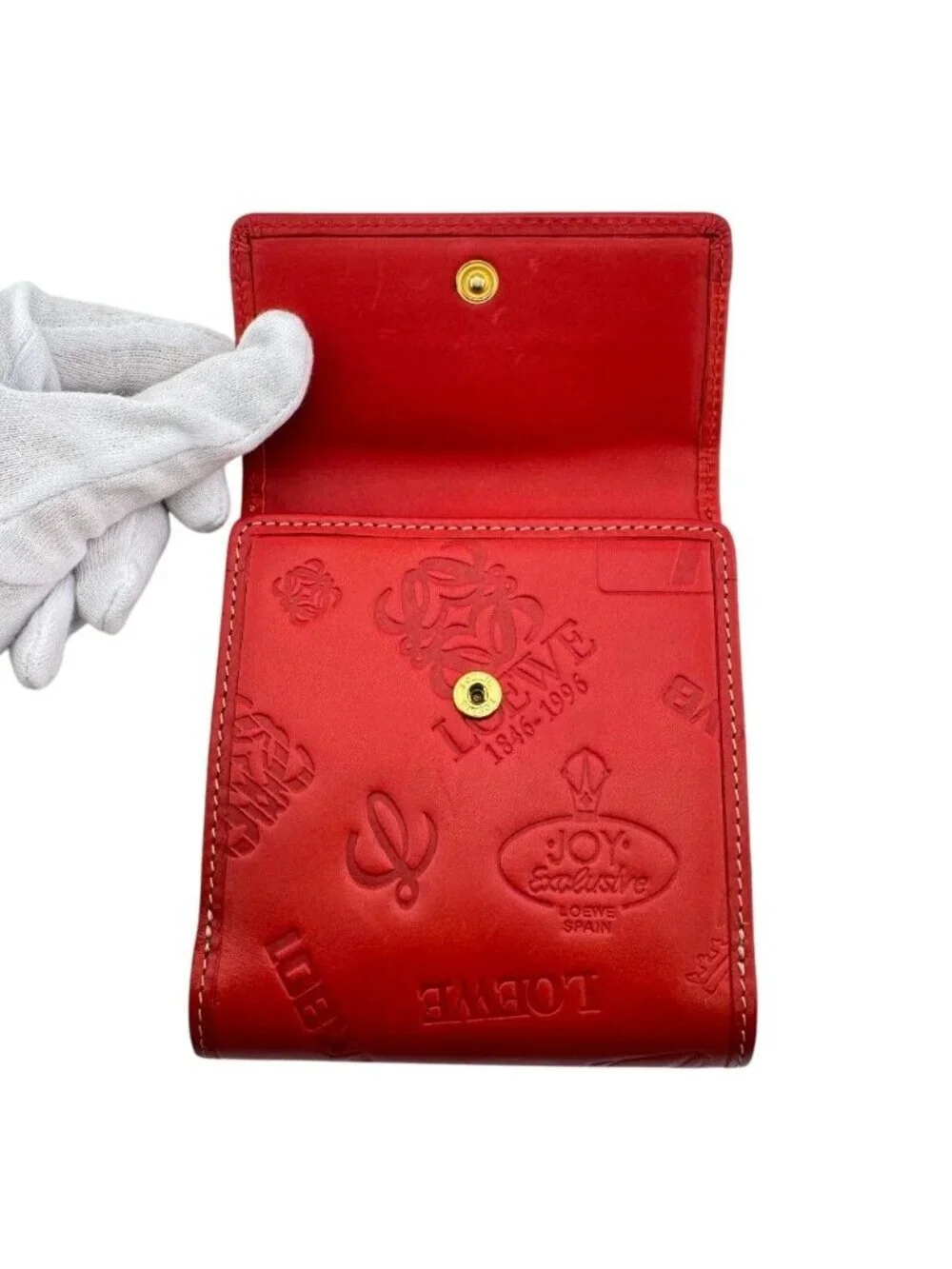 Loewe Logo Icon Anagram Leather Compact Wallet Bifold